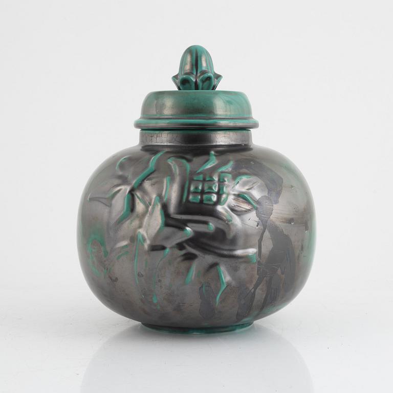 An earthenware urn with cover, Upsala-Ekeby, 1930's.