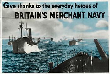 KRIGSAFFISCH, Britain`s Merchant Navy, england 1940-tal.