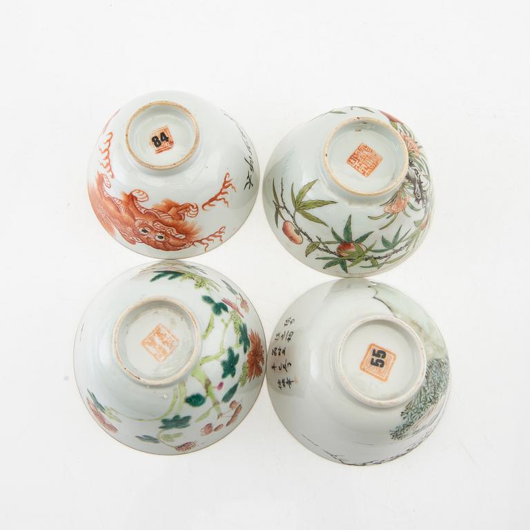 Bowls, 4 pcs, China, late 19th/early 20th century, porcelain.