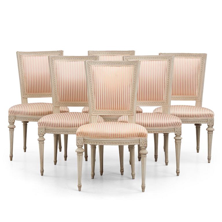 A set of six late Gustavian chairs, late 18th century.