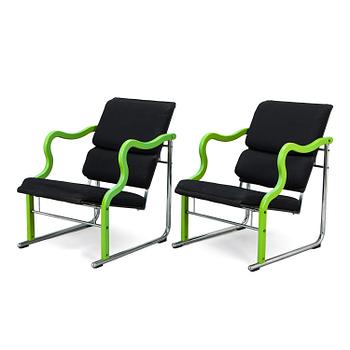 Yrjö Kukkapuro, A pair of 1980s 'Experiment' open armchairs for Avarte, Finland.