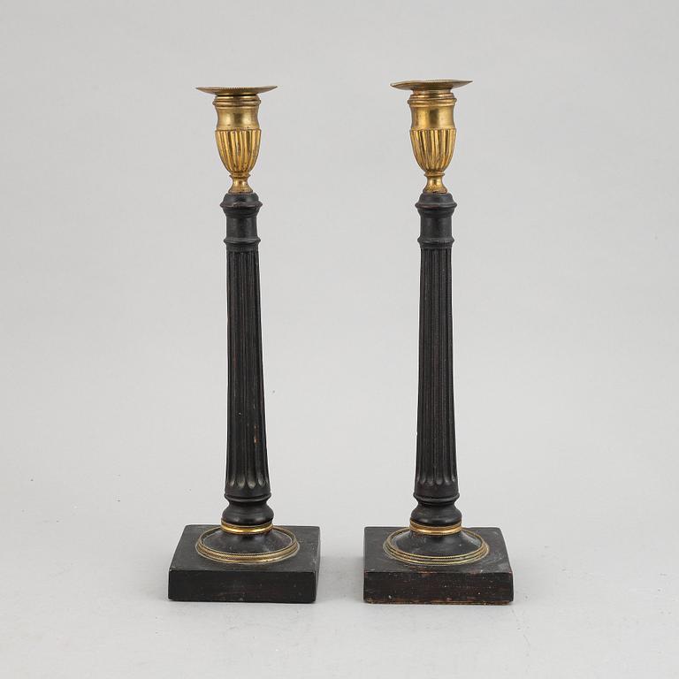A pair of candlesticks, late Gustavian, early 19th century.