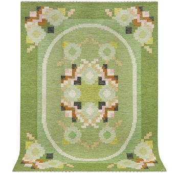 Ingegerd Silow, a flat weave carpet, signed IS, c. 230 x 170 cm.