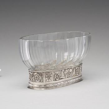 A Swedish/Russian 20th century silver and glass jardinier, mark of WA Bolin, Stockholm 1917.