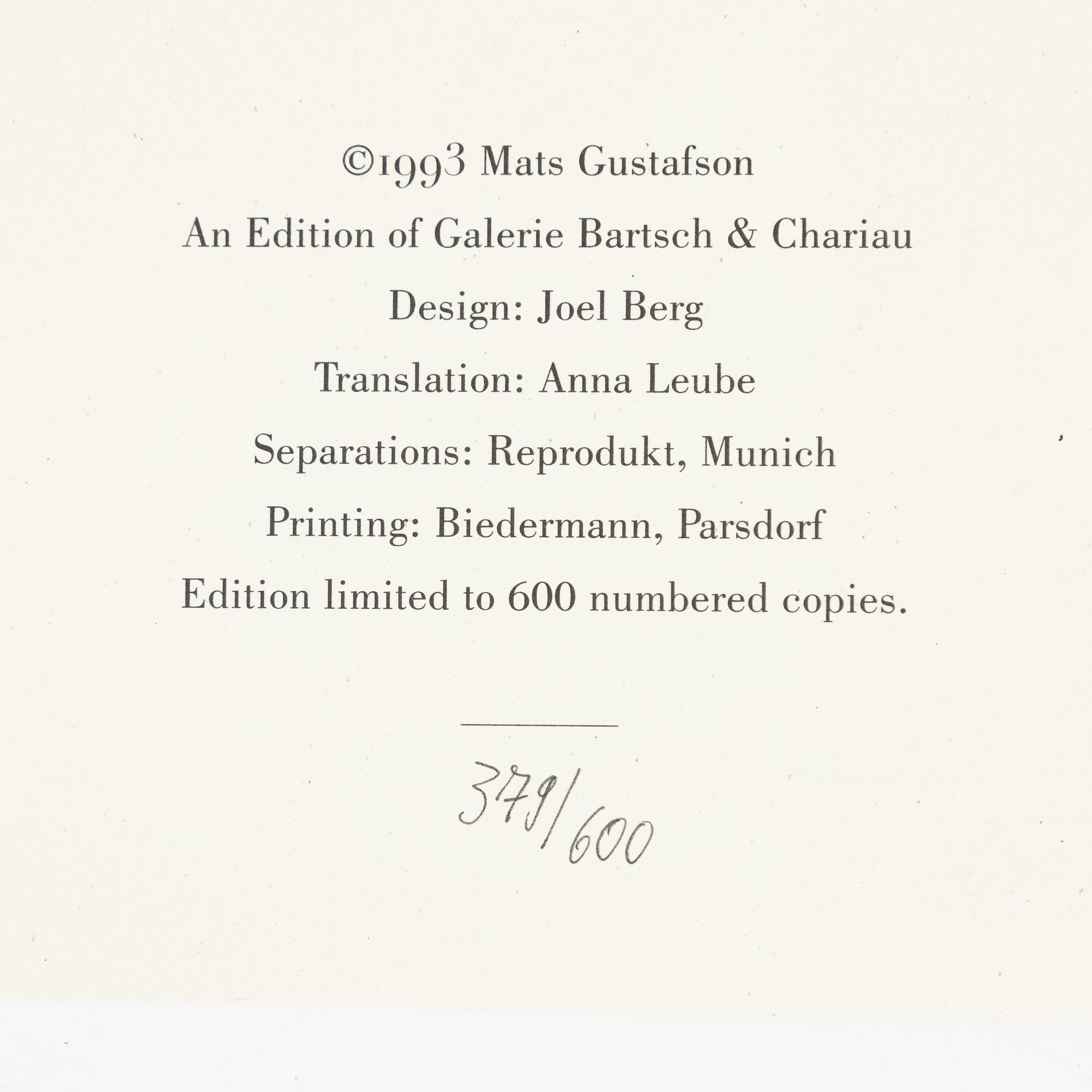 Mats Gustafson, books och prints, 5 pieces.