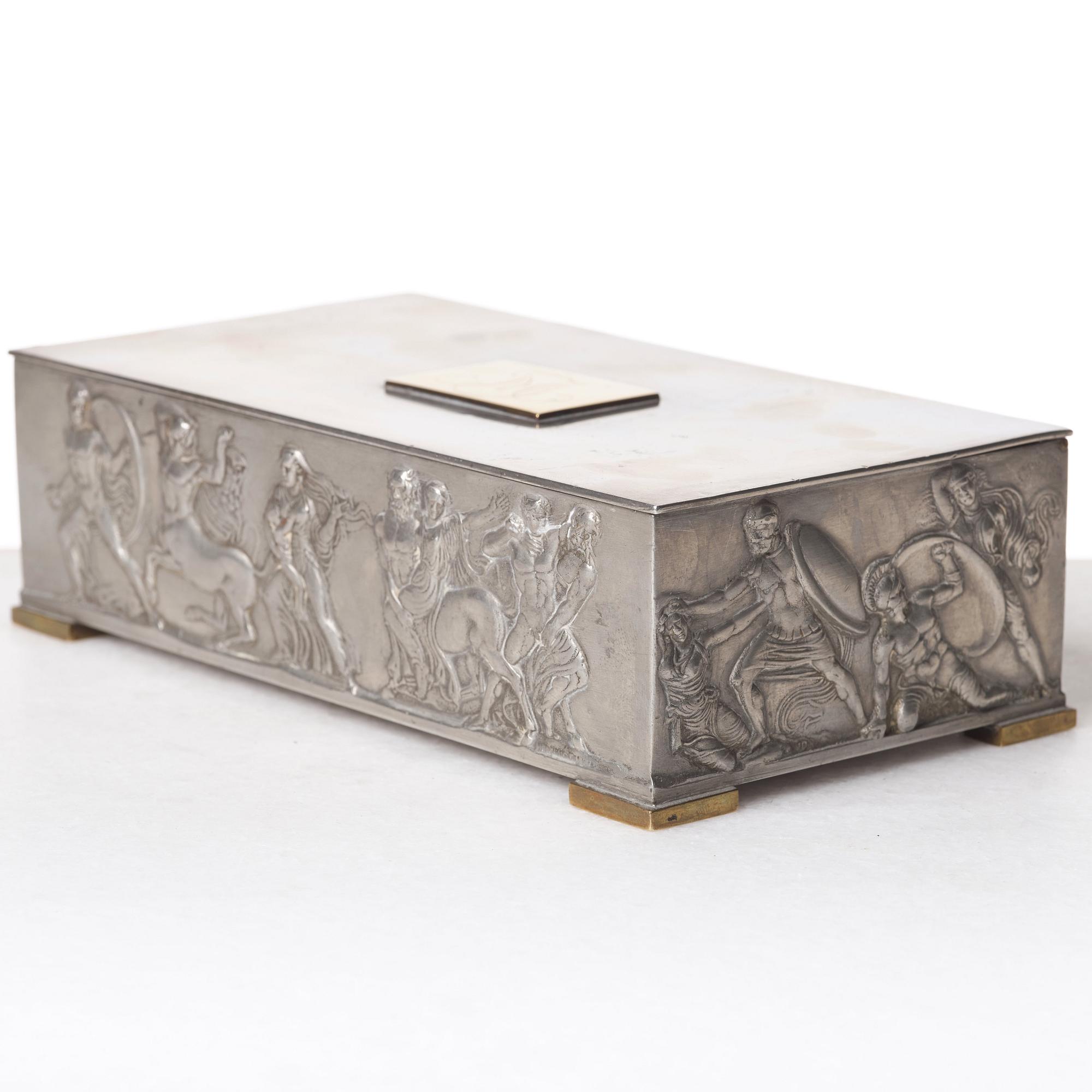 Herman Bergman's foundry, a pewter and brass box, Stockholm ca 1940.