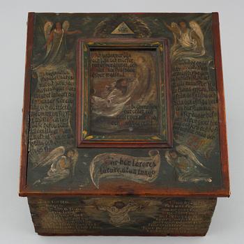 Wooden box, 19th century.