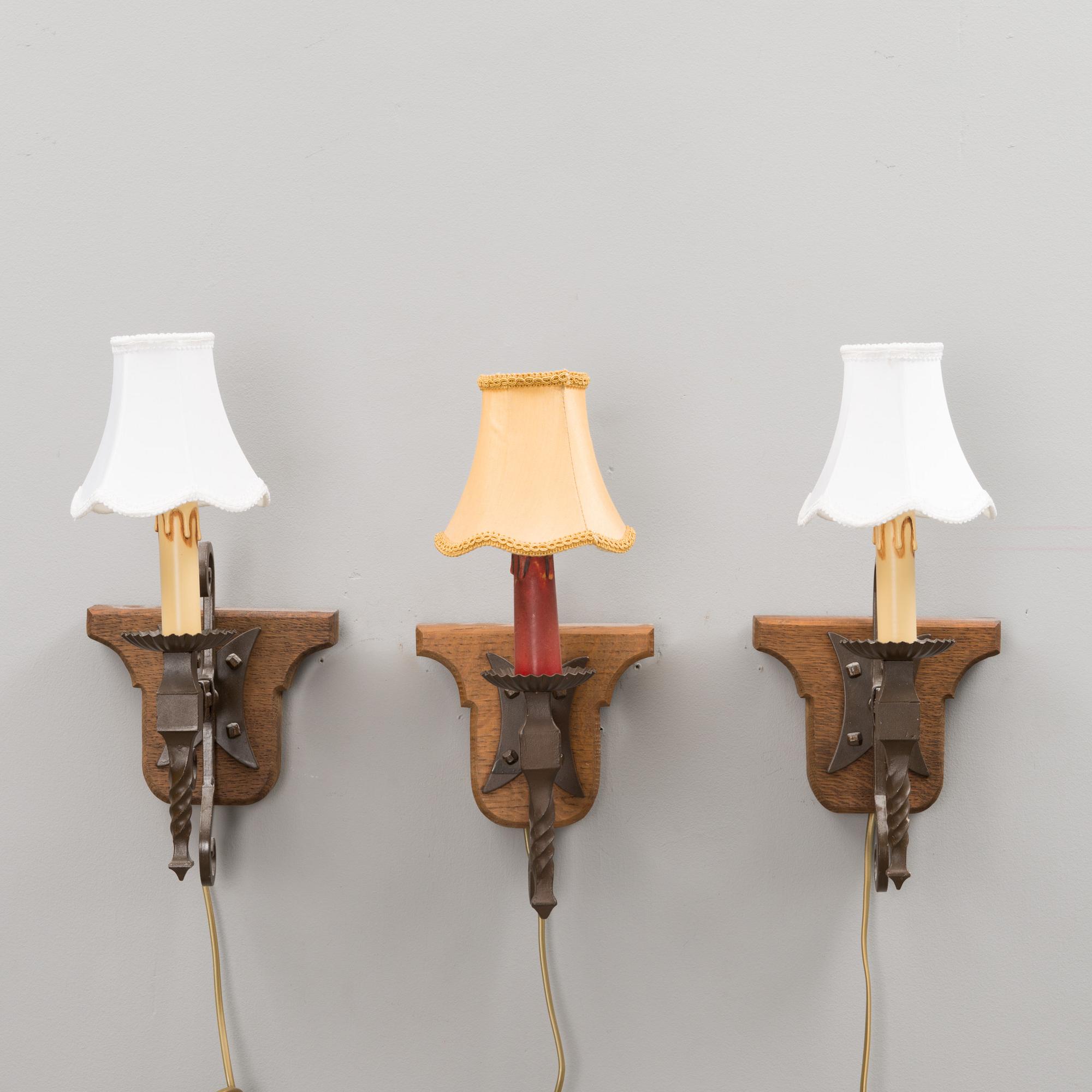 A set of 3 late 20th century wall lights.