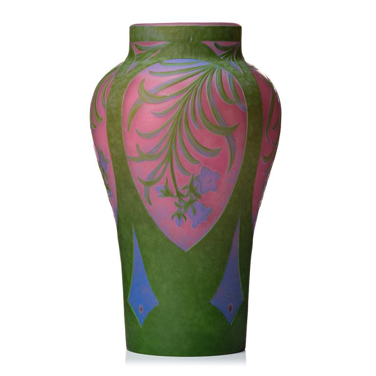 Axel Enoch Boman, a unique Art Nouveau cameo glass vase, Reijmyre, Sweden 1913, no 312.