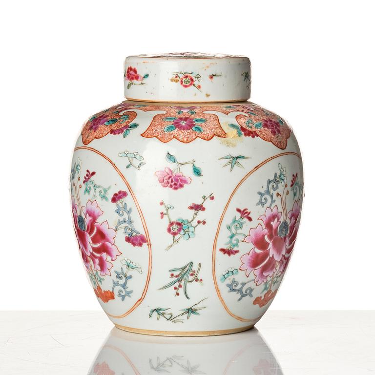 A famille rose jar with cover, Qing dynasty, Qianlong (1736-95).