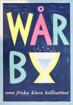 REKLAMAFFISCH, litografiskt tryck, "Wårby", Gunnar Orrby, 1955.
