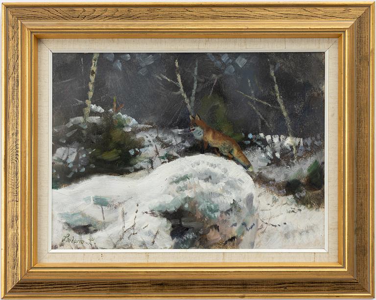 Lindorm Liljefors, Arctic fox on stone.