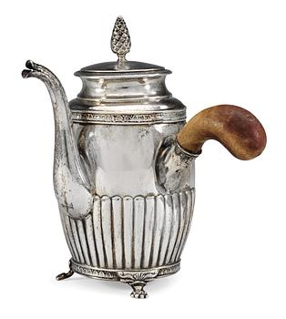 122. A Swedish 19th cent silver coffee-pot, marks of A.Lundquist, Stockholm 1825.