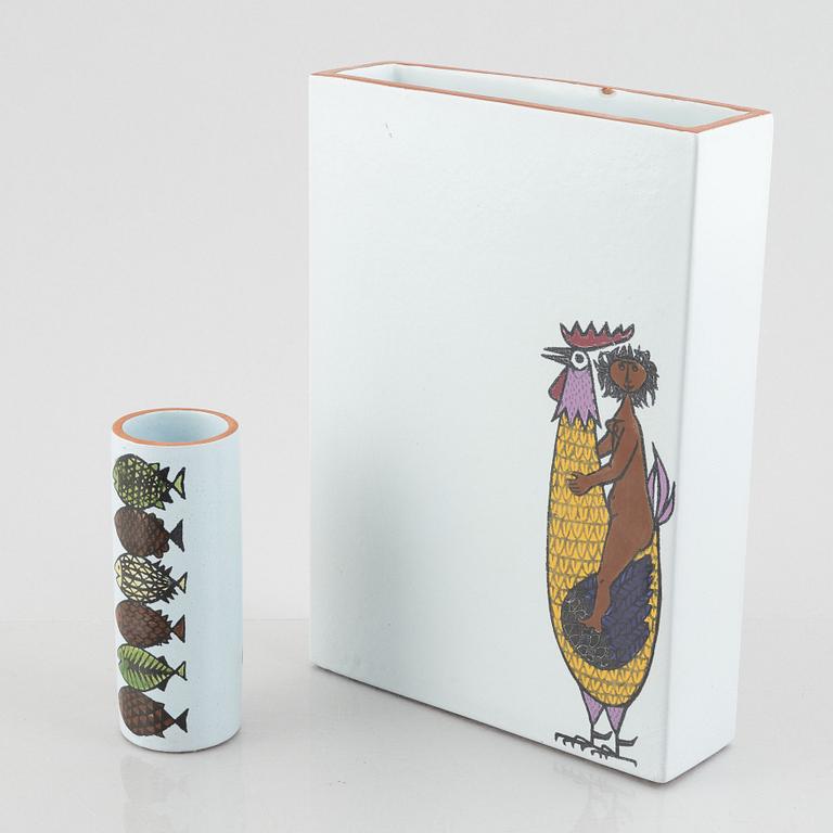 Stig Lindberg, two faience vases, from the 'Karneval' series, Gustavsberg.