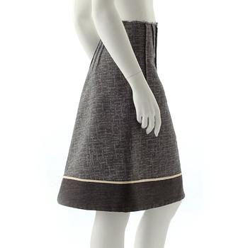 MARNI, a grey wool blend skirt with silver treads.