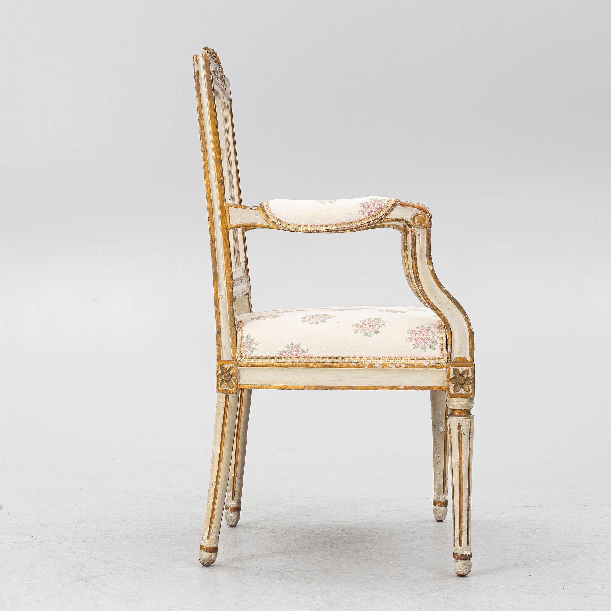 A Gustavian amrchair from Lindome, Sweden, late 18th century.