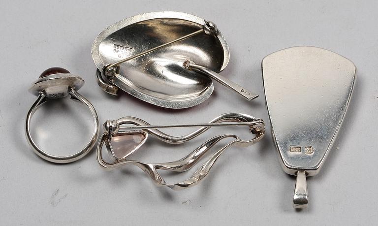 PARTI SMYCKEN, 4 delar, bl a sterling silver, bl a Danmark.