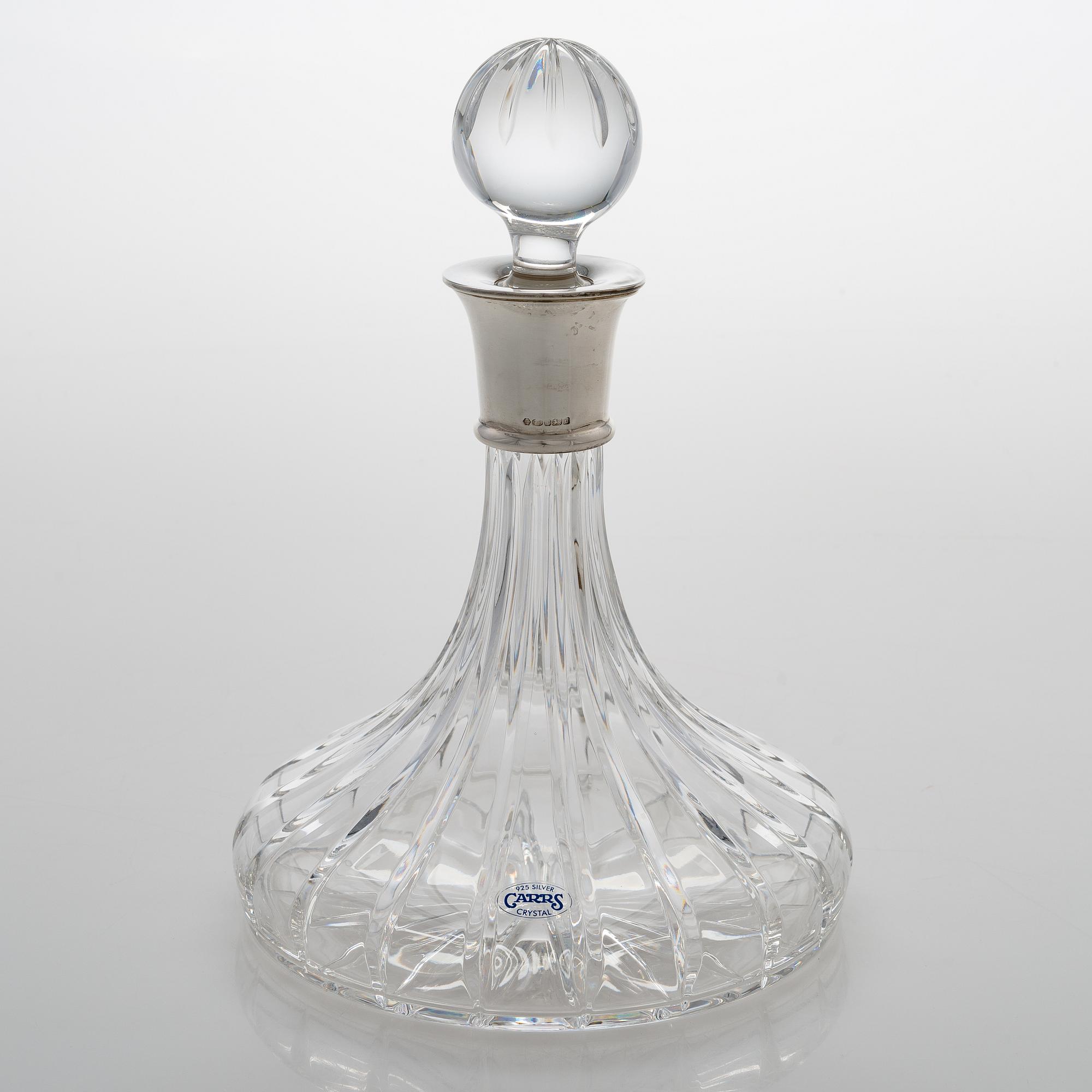 Carr's Ship's Decanter, cut crystal with a sterling silver collar, Sheffield, England 2001.