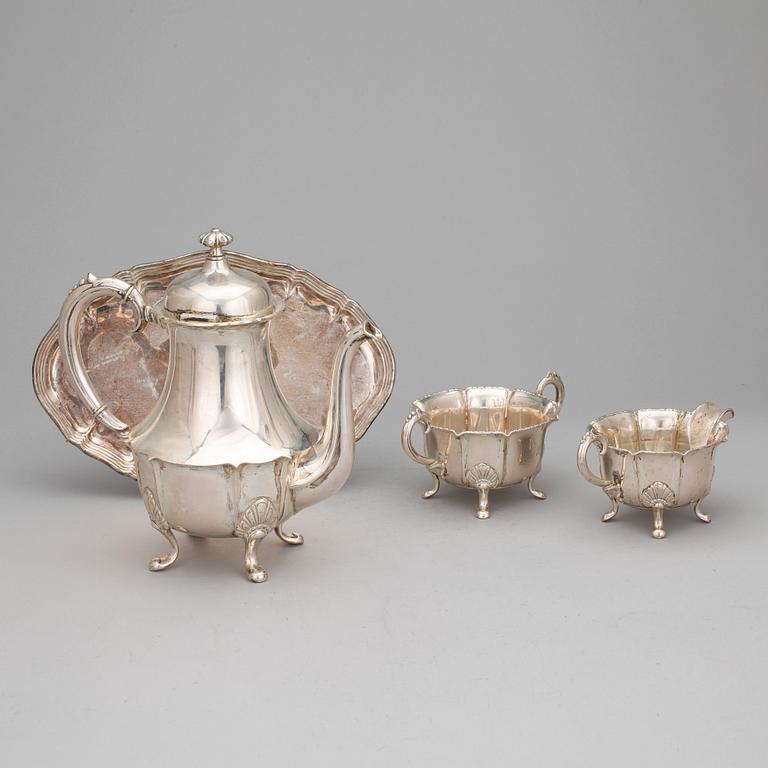 KAFFESERVISDELAR, 4 st, silver, Norge, 1938, vikt ca1126 g,