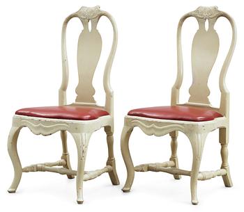 604. A pair of Swedish Rococo 18th century chairs.