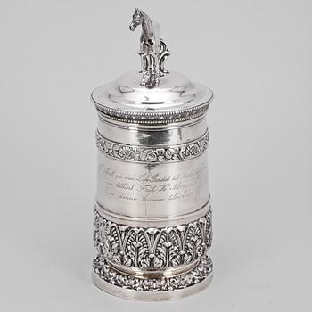 DRYCKESKANNA, silver, senempire, Gustaf Möllenborg Stockholm 1845. Vikt ca 950 gram.