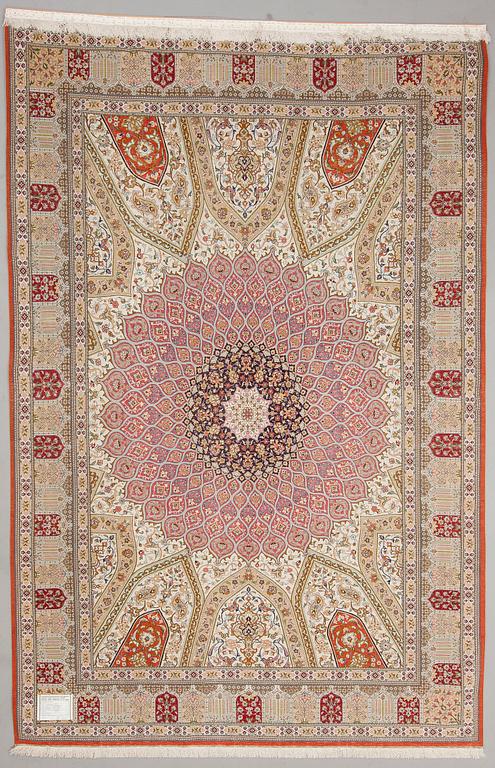 A QUM CARPET, Toranj late 20th century.