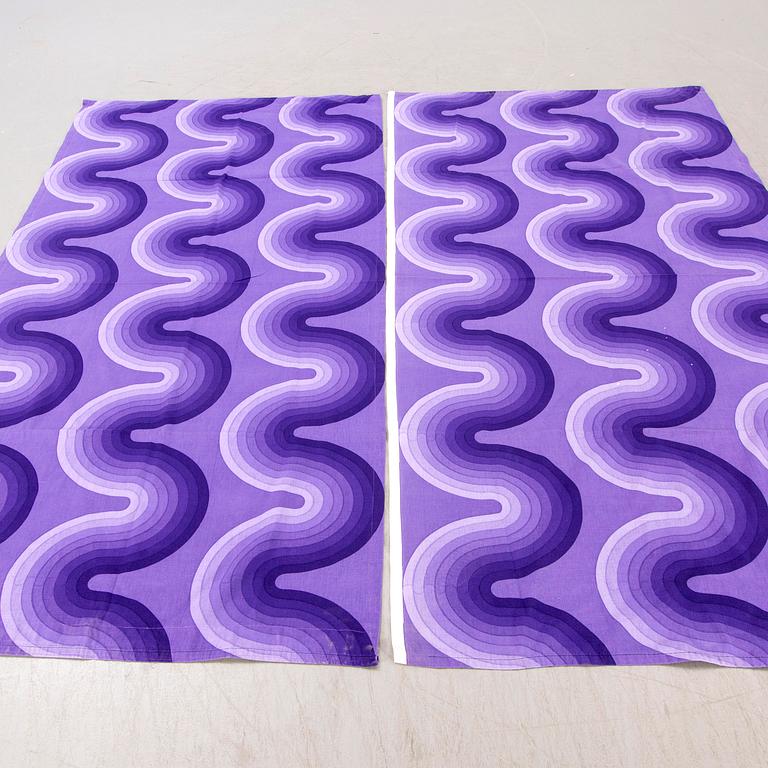 Verner Panton, curtain lengths, 2 pcs, "Curve", Mira-X, 1970s, 230x115 cm each.