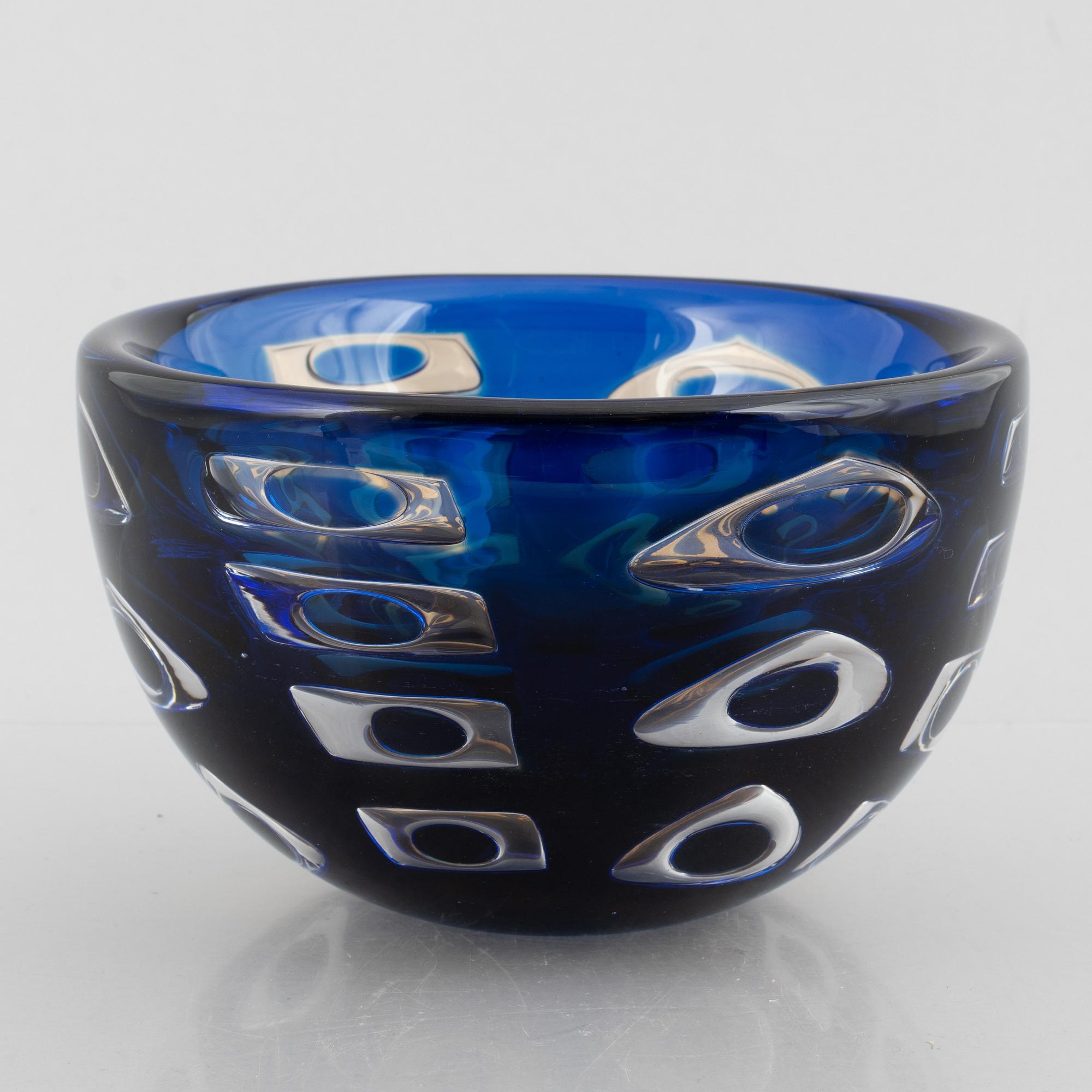 Ingeborg Lundin, skål, glas, ariel, Orrefors 1977.
