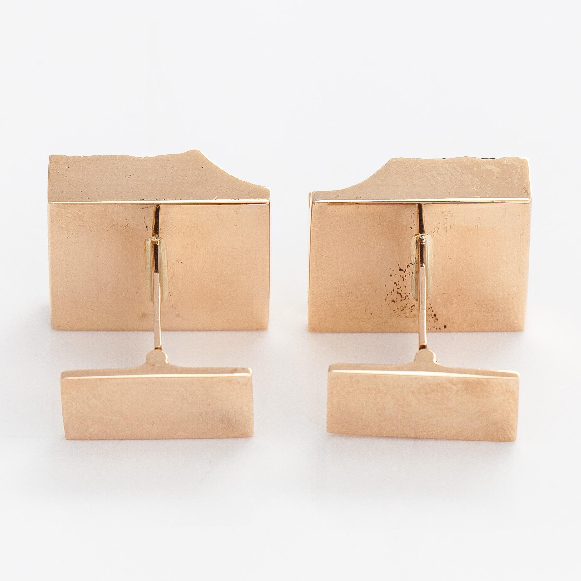 Björn Weckström, manschettknappar, "Antarktik", spektrolit, 14K guld.