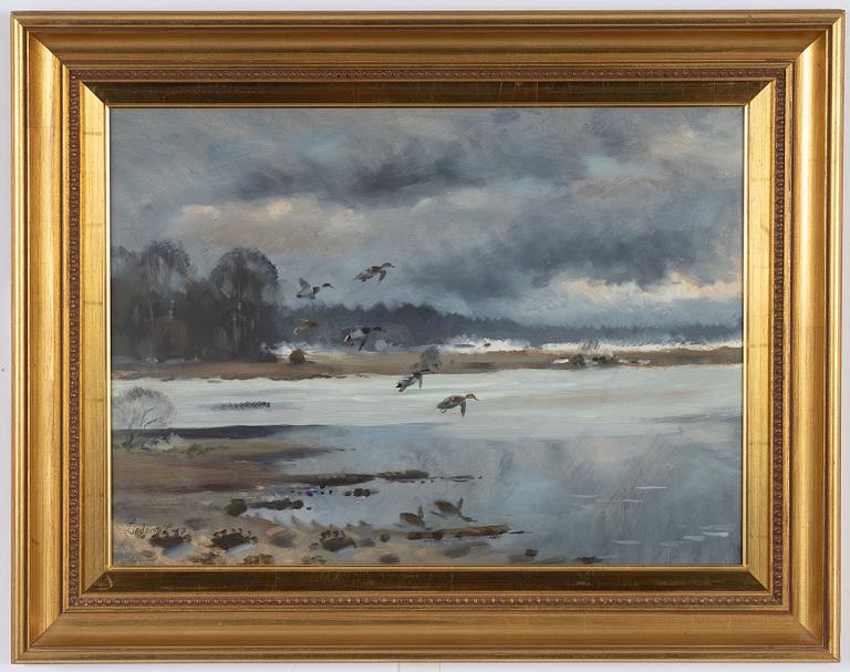 Lindorm Liljefors, Autumn Landscape with Mallards.
