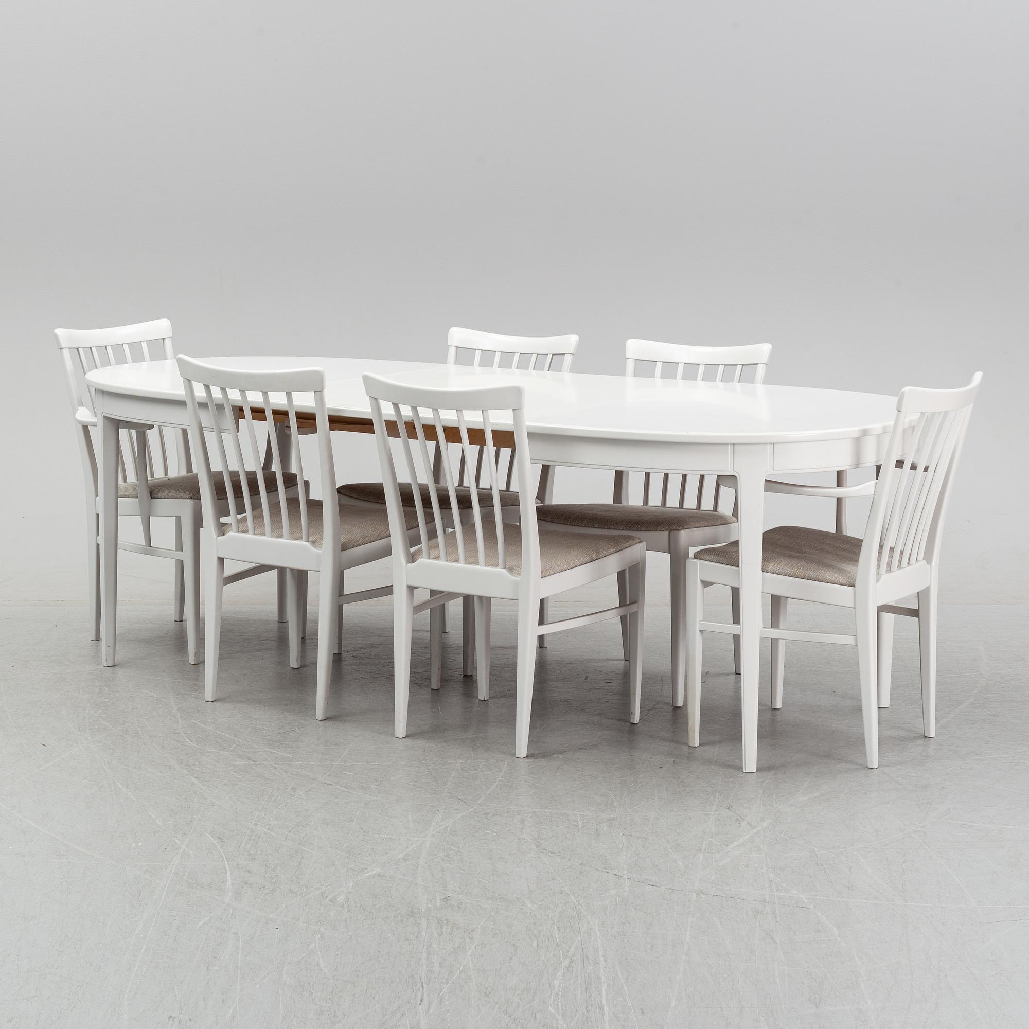 Carl Malmsten, a dining table and a set of six chairs, 'Herrgården' for Bodafors.