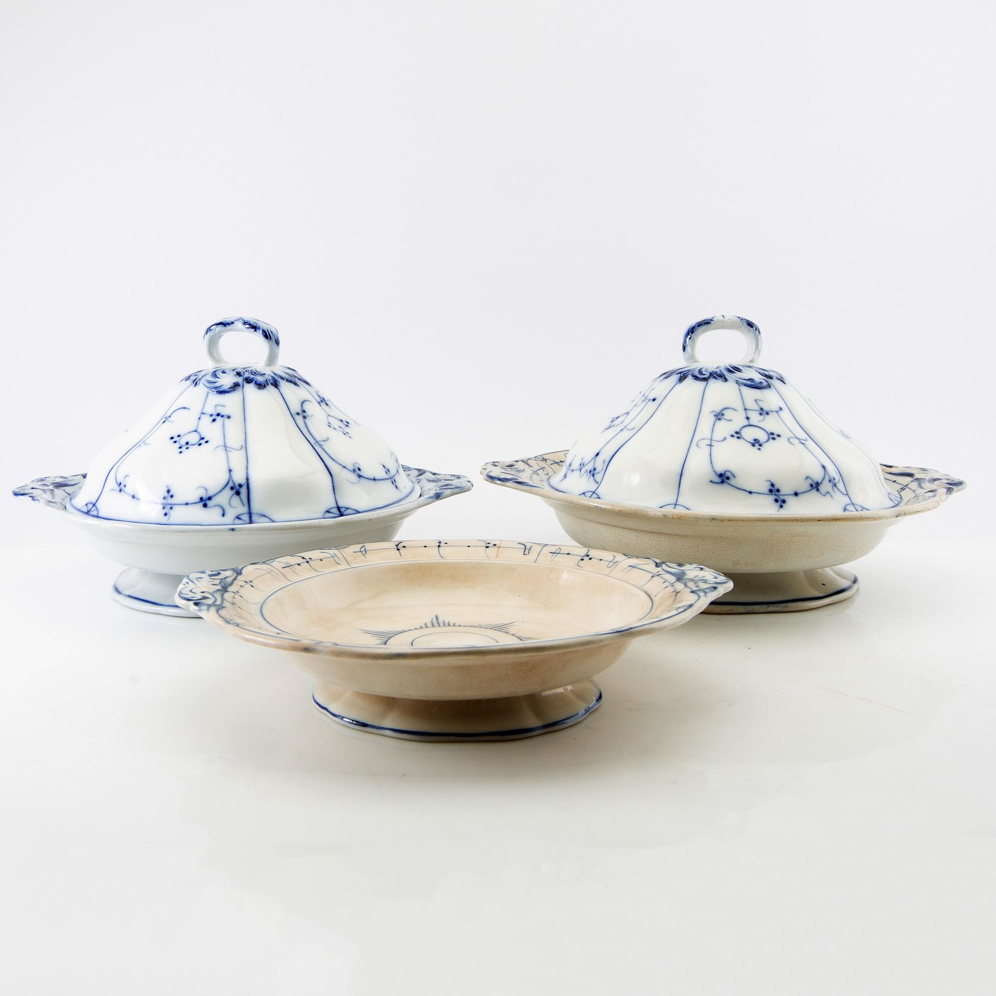 Carafes/trays 3 pcs Gustavsberg early 20th century.