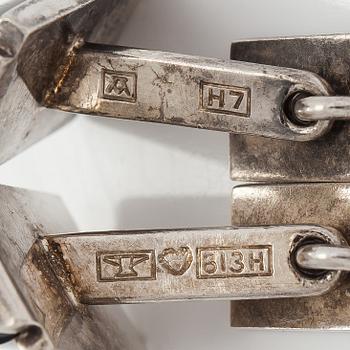 Elis Kauppi, cufflinks, 4 pairs, silver, tiger's eye, onyx, Kupittaan Kulta, Turku 1960s.