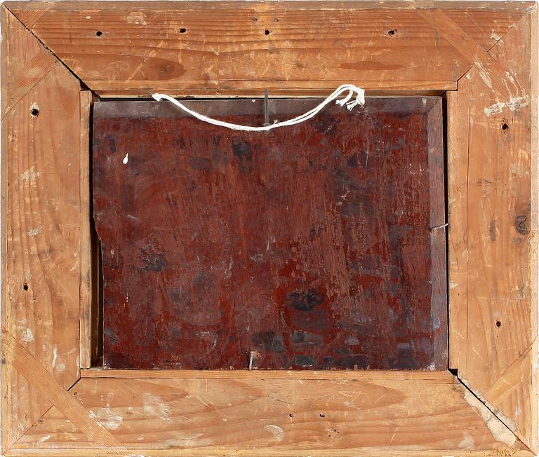 OKÄND KONSTNÄR, olja på pannå, sent 1800-tal, ej sign.