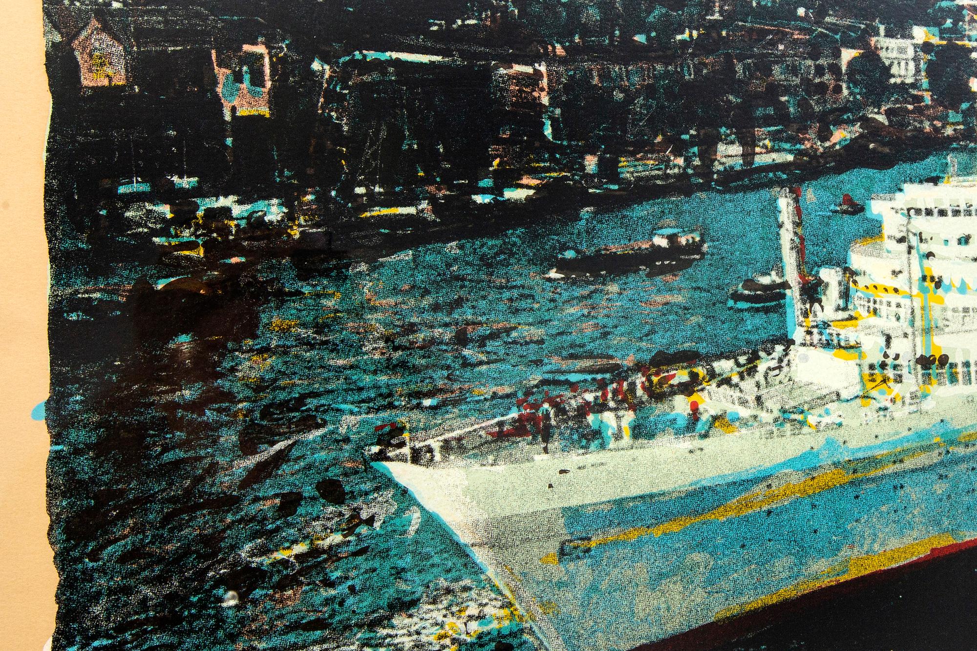 Malcolm Morley, color lithograph, signed and numbered, made in 1972.