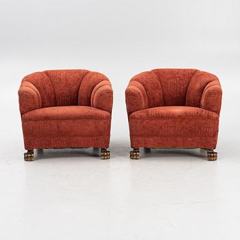 A pair of Swedish Modern armchairs, Gothenburg, 1930s.