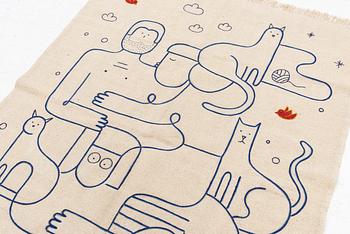 Matta, handbroderad Kelim, ca 197 x 149 cm.