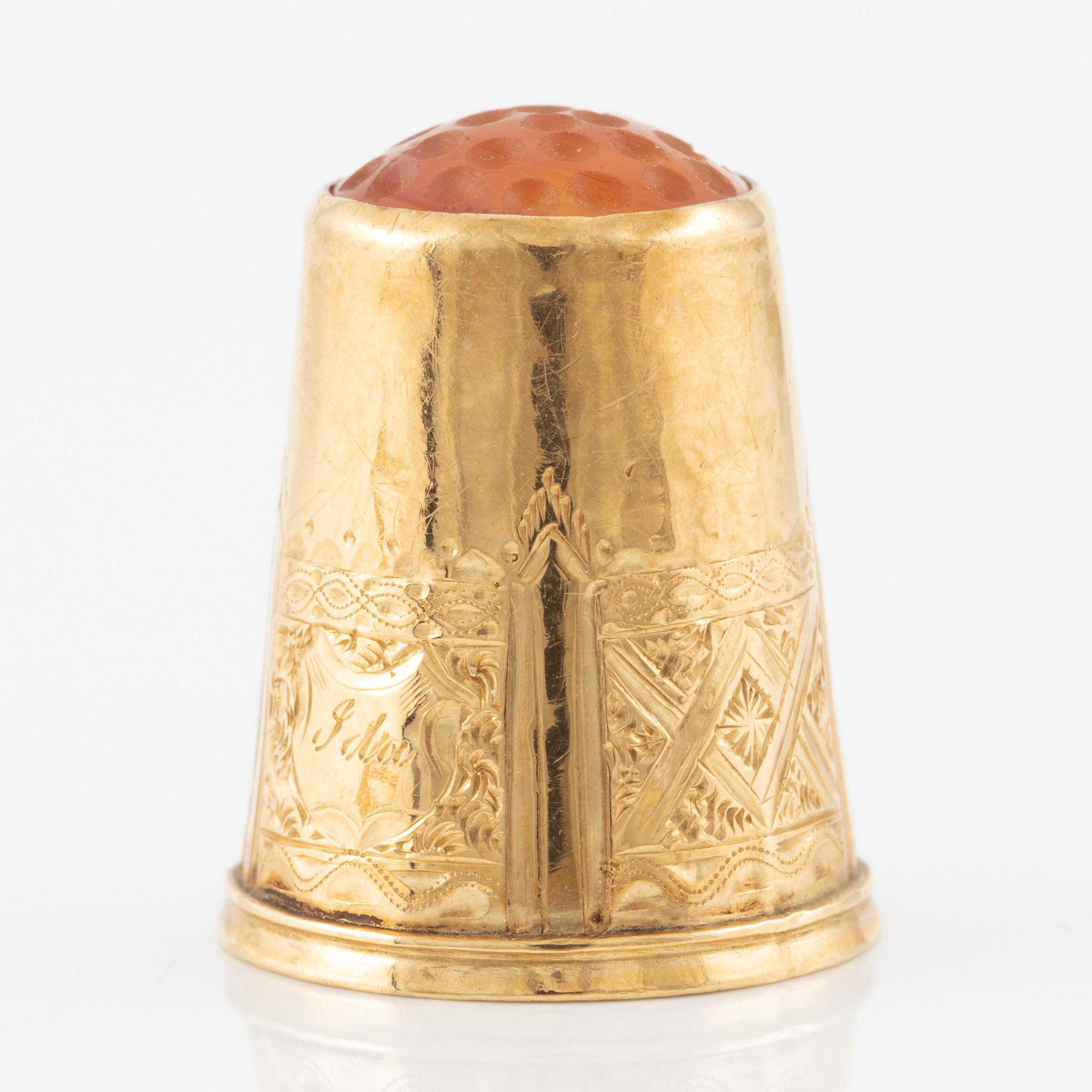 Thimble, ring, sleeve, 18K gold.