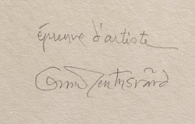 Oscar Reutersvärd, three color lithographs, signed épreuve d'artiste.