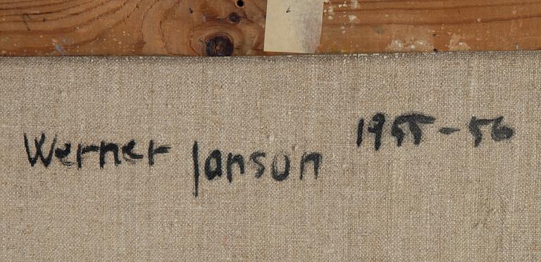 Werner Janson, mixed media on canvas, signed. Dated 1955-56 verso.
