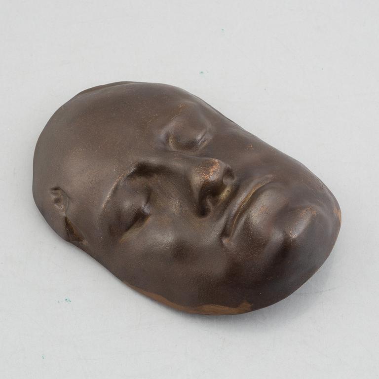 Karl XII's death mask, bronze, probably Finspångs bruk, 20th century.