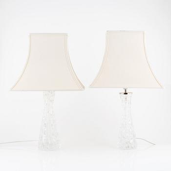 Carl Fagerlund, two glass table lights, Orrefors.