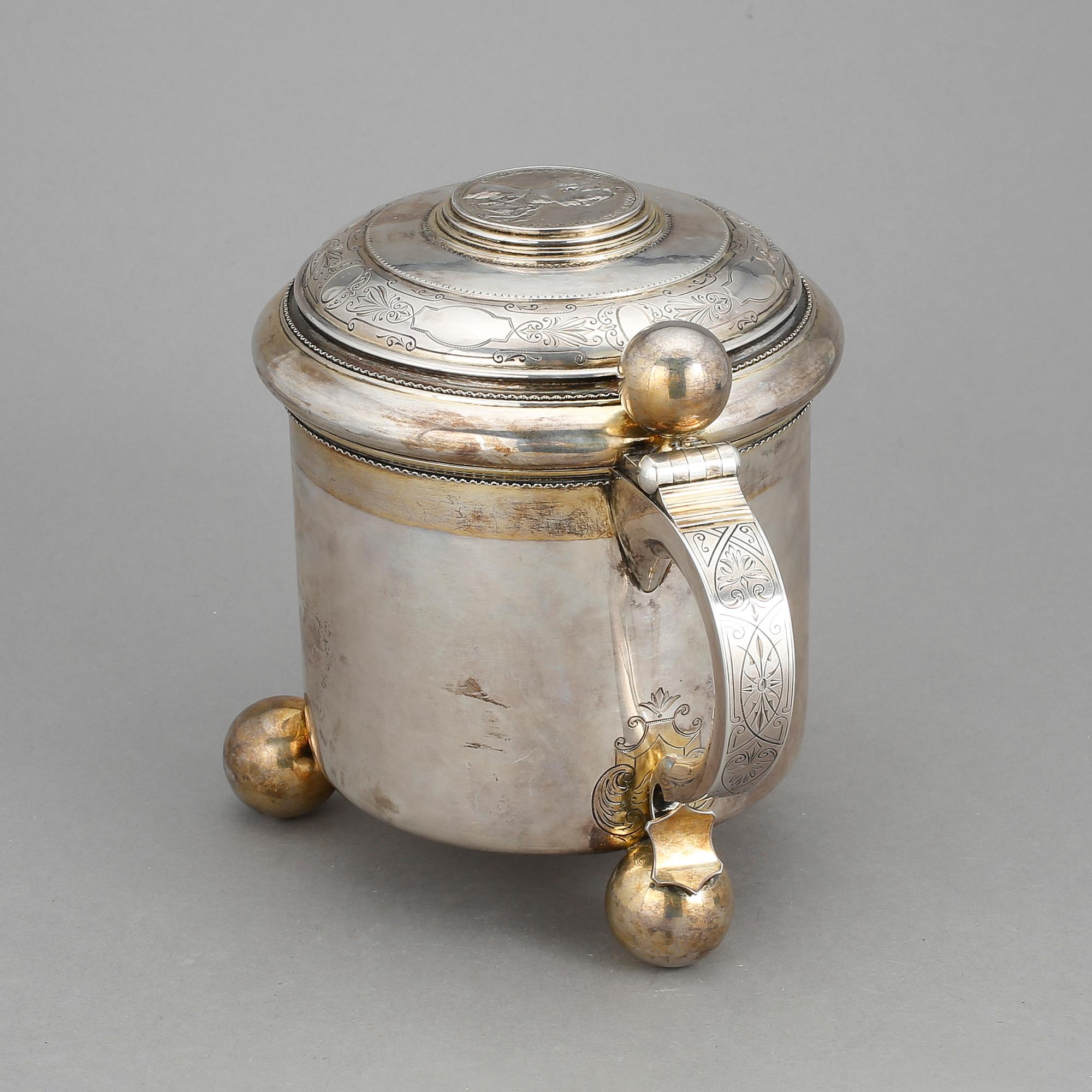 STOP, silver, barockstil, Guldsmedsaktiebolaget GAB, Stockholm 1886. Vikt ca 830 gram.