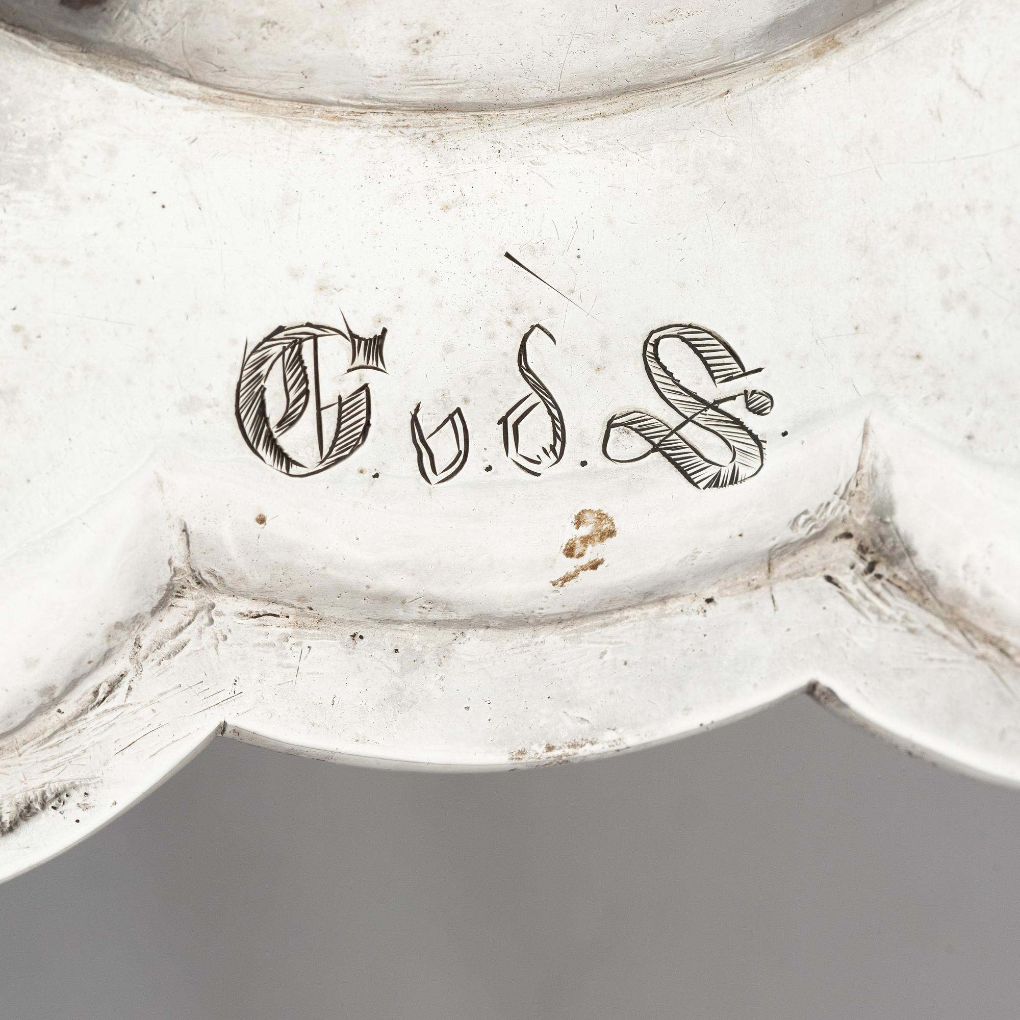 Jürgen Friedrich Sickman, fat, ett par, silver, Stockholm 1757. Rokoko.