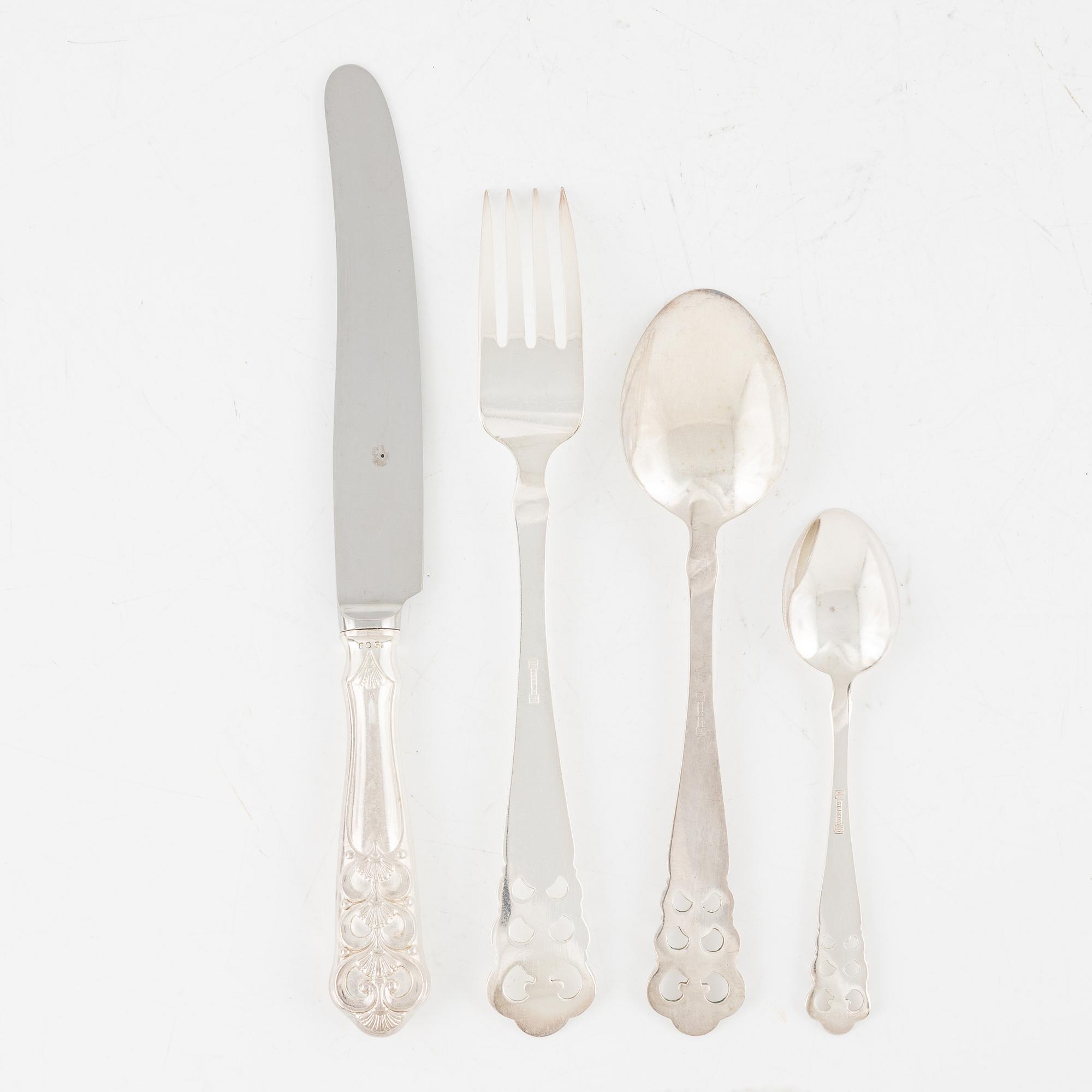 Cutlery set, David Andersen, "Norona" silver plate, 59 pieces, Norway.