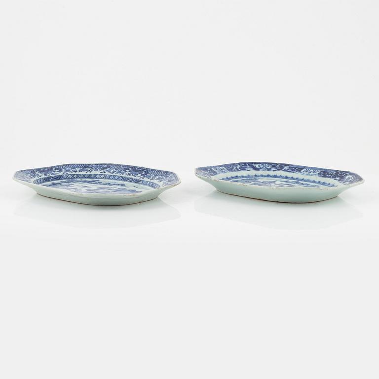 Two blue and white serving dishes, Qing dynasty, Qianlong (1736-95).