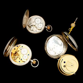 FICKUR, 3 st, silver, sekelskiftet 1900.