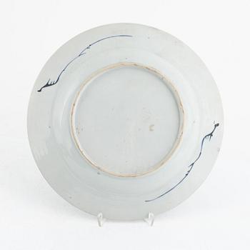 A Chinese blue and white dish, Qing dynasty, 18th century.