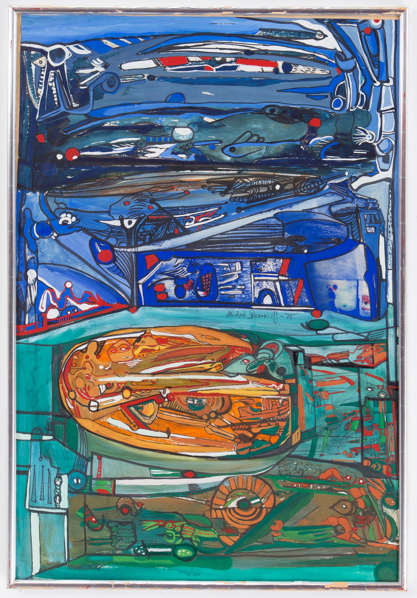 MICHEL DJANAIEFF, gouache på papper, signerad och daterad 75.