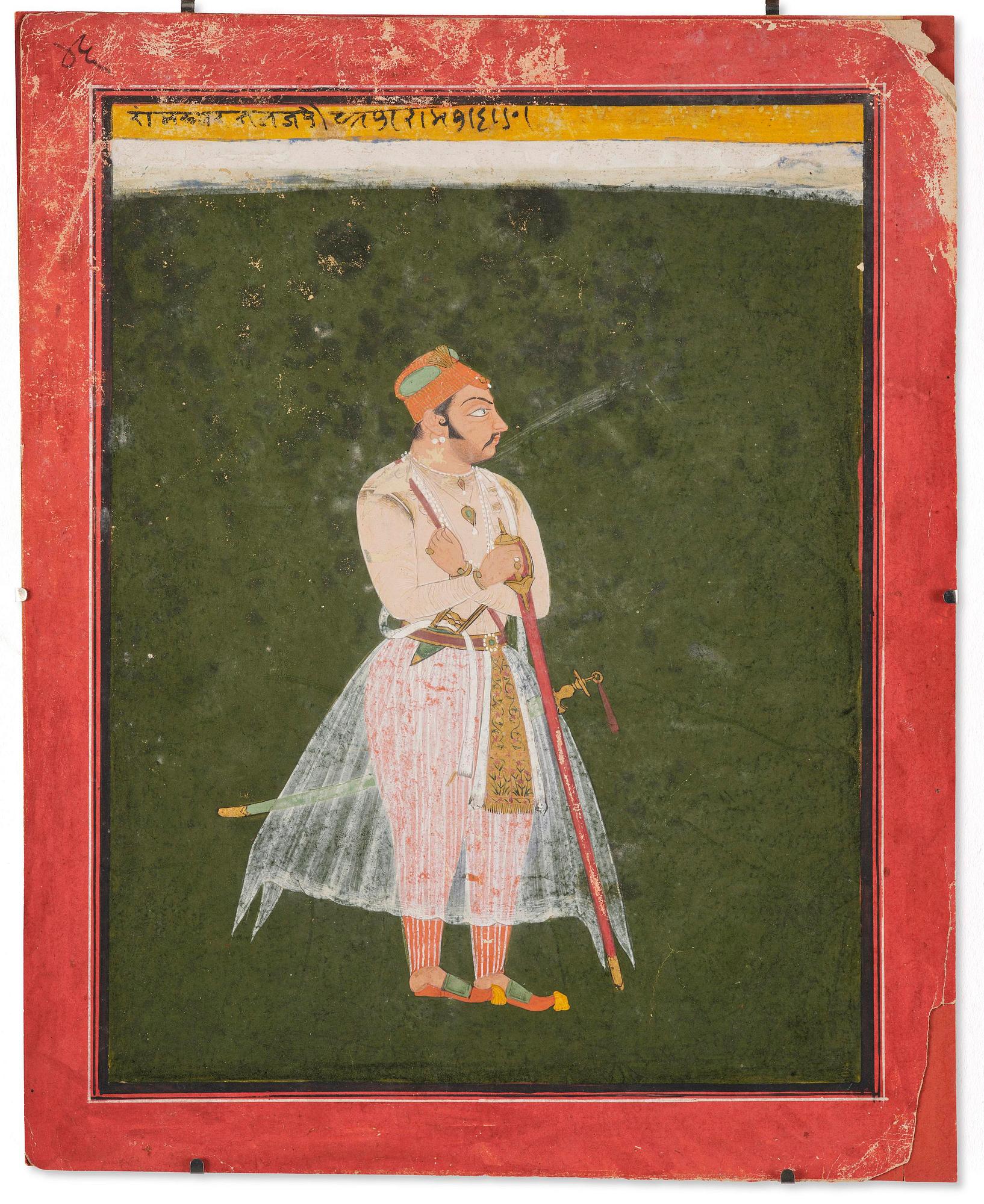 Porträtt av en Raja, Mewar, Norra Indien, sent 1700-tal.